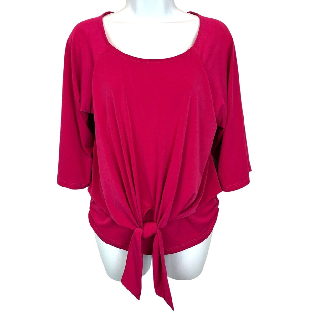 Boston Proper Women's Pink Front Tie Jersey Knit Top Size XS Made in USA